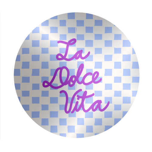 La Dolce Vita Sweet Life Italian Quote Blue Checkered Minimalist - Circle Sticker by EZbie
