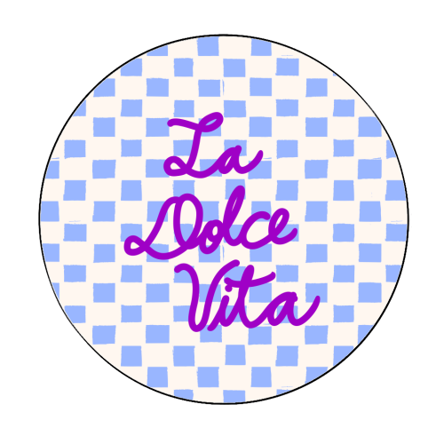 La Dolce Vita Sweet Life Italian Quote Blue Checkered Minimalist - Circle Sticker by EZbie