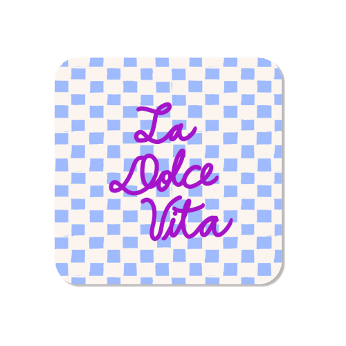 La Dolce Vita Sweet Life Italian Quote Blue Checkered Minimalist - Magnet by EZbie