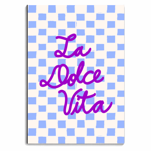 La Dolce Vita Sweet Life Italian Quote Blue Checkered Minimalist - personalised A4, A5, A6 notebook by EZbie