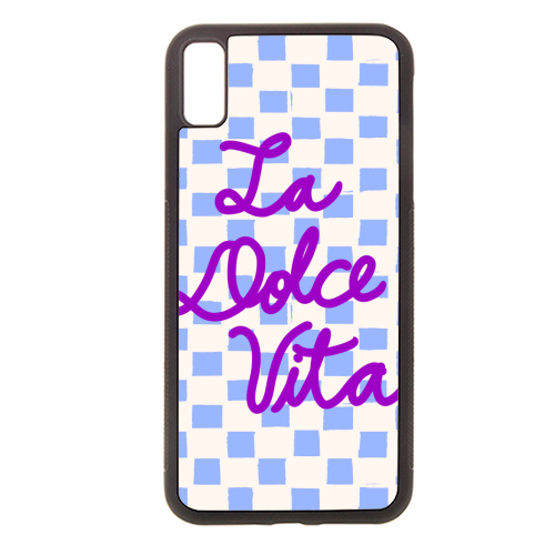 La Dolce Vita Sweet Life Italian Quote Blue Checkered Minimalist - stylish phone case by EZbie