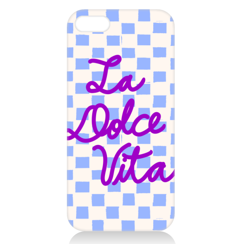 La Dolce Vita Sweet Life Italian Quote Blue Checkered Minimalist - unique phone case by EZbie