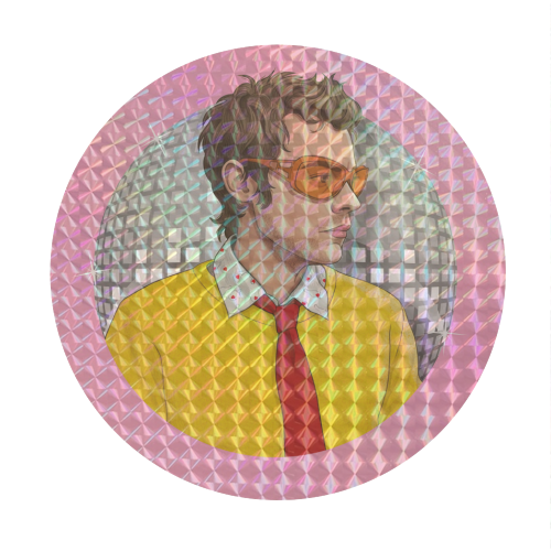 HARRY DISCO OCCASIONALLY - Circle Sticker by Claire Atwood