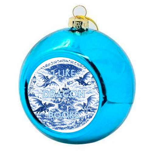 I LIKE DRAGON BOOKS - colourful christmas bauble by Lilly Rose
