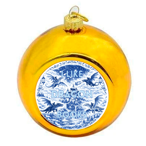 I LIKE DRAGON BOOKS - colourful christmas bauble by Lilly Rose