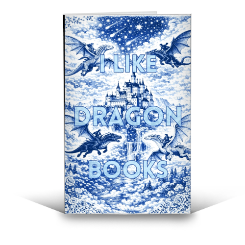 I LIKE DRAGON BOOKS - funny greeting card by Lilly Rose