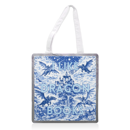 I LIKE DRAGON BOOKS - printed canvas tote bag by Lilly Rose