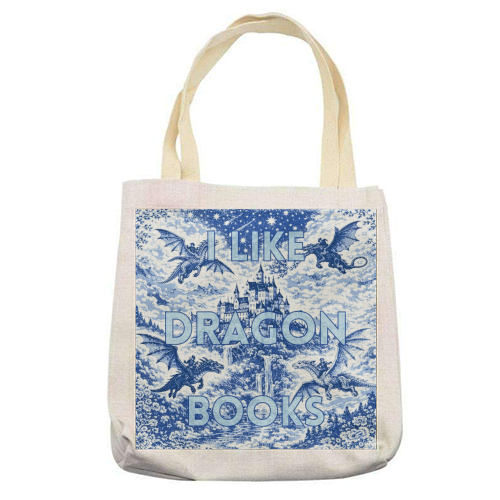 I LIKE DRAGON BOOKS - printed canvas tote bag by Lilly Rose