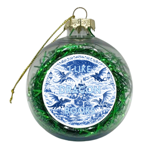 I LIKE DRAGON BOOKS - xmas bauble by Lilly Rose