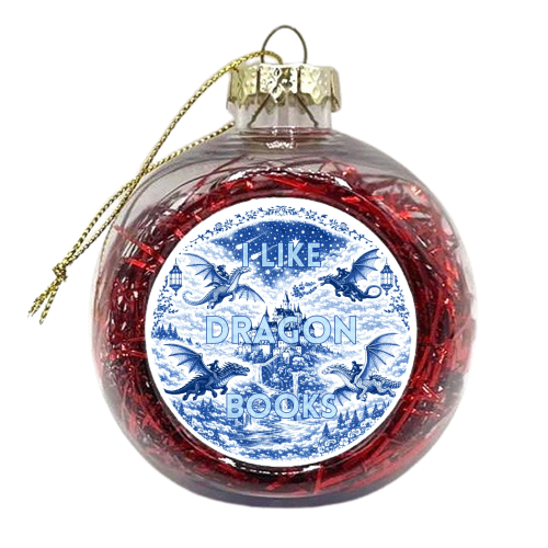I LIKE DRAGON BOOKS - xmas bauble by Lilly Rose