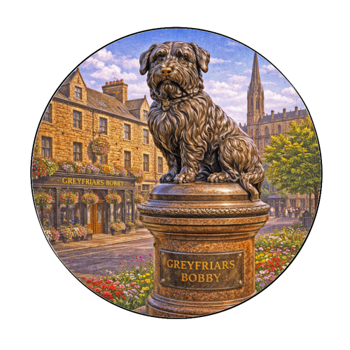 Greyfriars Bobby - Circle Sticker by Ms Doodle