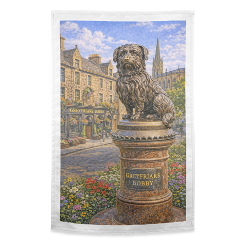 Greyfriars Bobby - funny tea towel by Ms Doodle