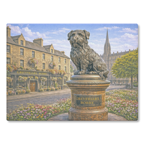 Greyfriars Bobby - glass chopping board by Ms Doodle