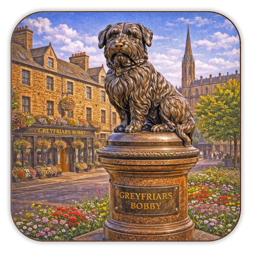 Greyfriars Bobby - personalised beer coaster by Ms Doodle