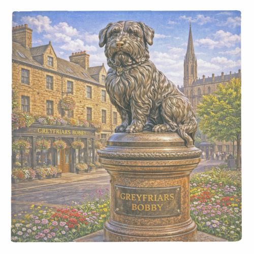 Greyfriars Bobby - personalised beer coaster by Ms Doodle
