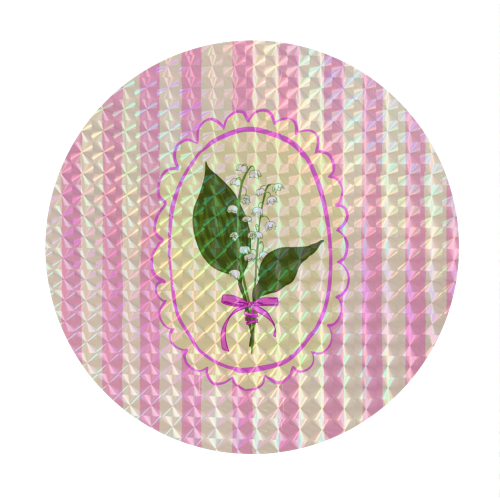 Vintage Lily of the Valley Coquette Pink Striped Floral - Circle Sticker by AbstraBotanica by Ezbie