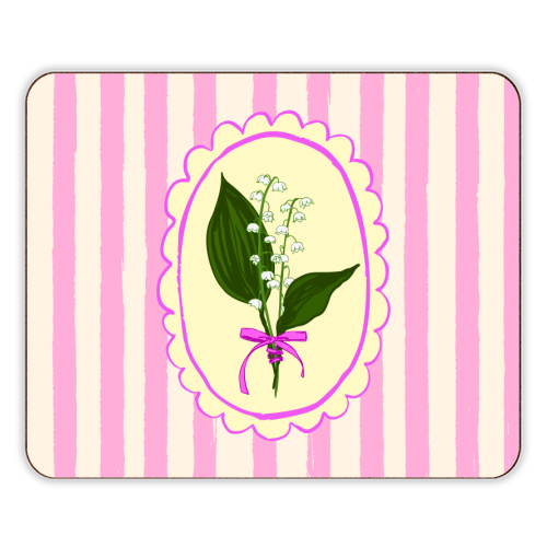 Vintage Lily of the Valley Coquette Pink Striped Floral - designer placemat by AbstraBotanica by Ezbie