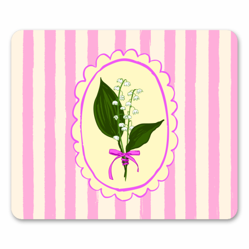Vintage Lily of the Valley Coquette Pink Striped Floral - mouse mat by AbstraBotanica by Ezbie