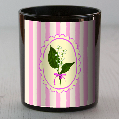 Vintage Lily of the Valley Coquette Pink Striped Floral - scented candle by AbstraBotanica by Ezbie