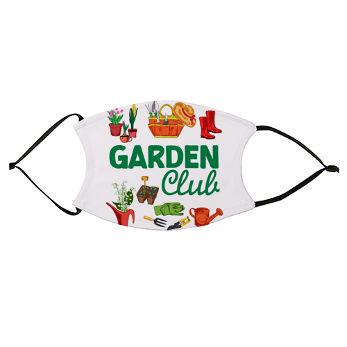 Garden Club – Vintage Gardening Tools with Florals - face cover mask by AbstraBotanica by Ezbie