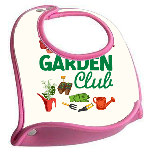 Garden Club – Vintage Gardening Tools with Florals - feeding bib by AbstraBotanica by Ezbie