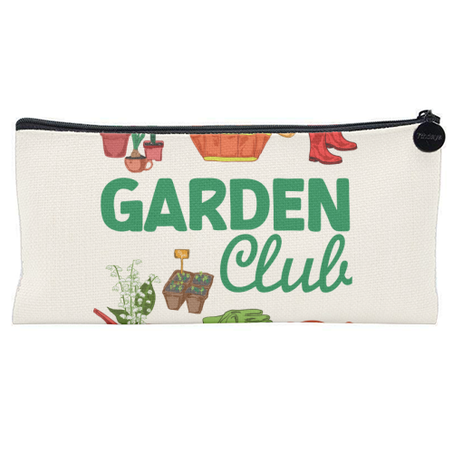 Garden Club – Vintage Gardening Tools with Florals - flat pencil case by AbstraBotanica by Ezbie