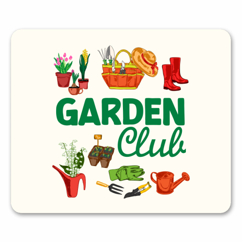 Garden Club – Vintage Gardening Tools with Florals - mouse mat by AbstraBotanica by Ezbie