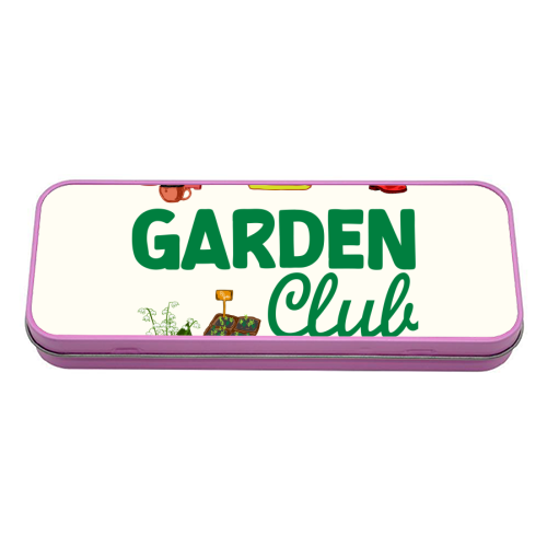 Garden Club – Vintage Gardening Tools with Florals - tin pencil case by AbstraBotanica by Ezbie