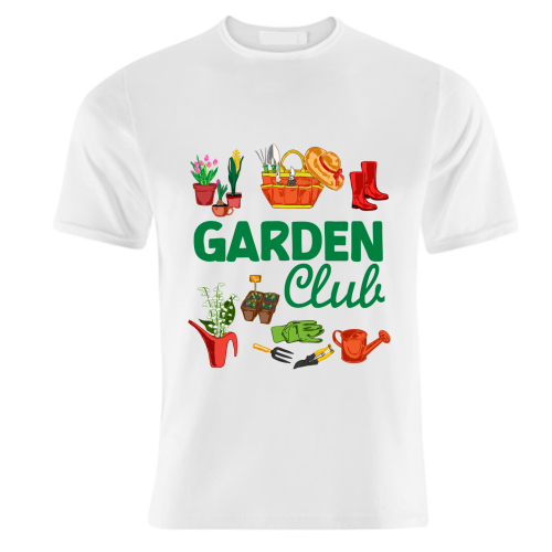 Garden Club – Vintage Gardening Tools with Florals - unique t shirt by AbstraBotanica by Ezbie