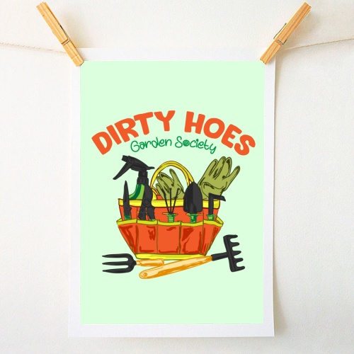 Dirty Hoes Garden Society Quirky Gardening Illustration - A1 - A4 art print by AbstraBotanica by Ezbie