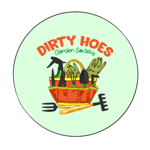 Dirty Hoes Garden Society Quirky Gardening Illustration - Circle Sticker by AbstraBotanica by Ezbie