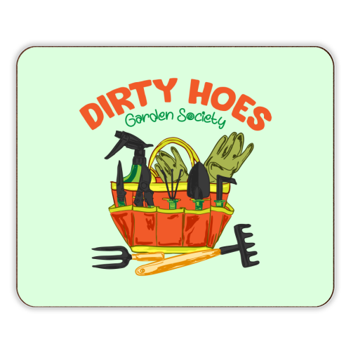 Dirty Hoes Garden Society Quirky Gardening Illustration - designer placemat by AbstraBotanica by Ezbie