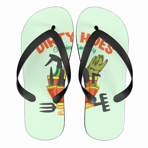 Dirty Hoes Garden Society Quirky Gardening Illustration - funny flip flops by AbstraBotanica by Ezbie