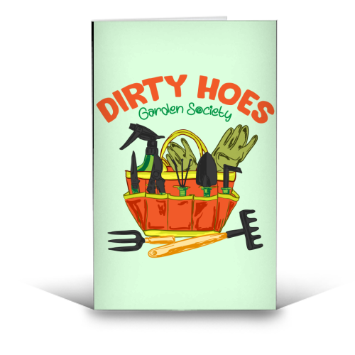 Dirty Hoes Garden Society Quirky Gardening Illustration - funny greeting card by AbstraBotanica by Ezbie