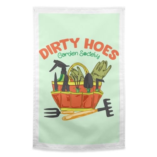 Dirty Hoes Garden Society Quirky Gardening Illustration - funny tea towel by AbstraBotanica by Ezbie
