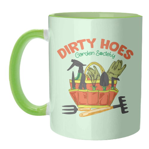 Dirty Hoes Garden Society Quirky Gardening Illustration - unique mug by AbstraBotanica by Ezbie