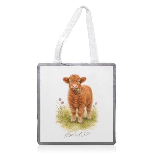 Highland Calf - printed canvas tote bag by Wildling Studio