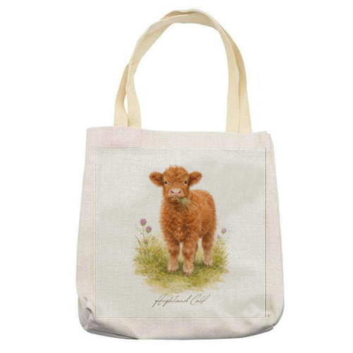 Highland Calf - printed canvas tote bag by Wildling Studio