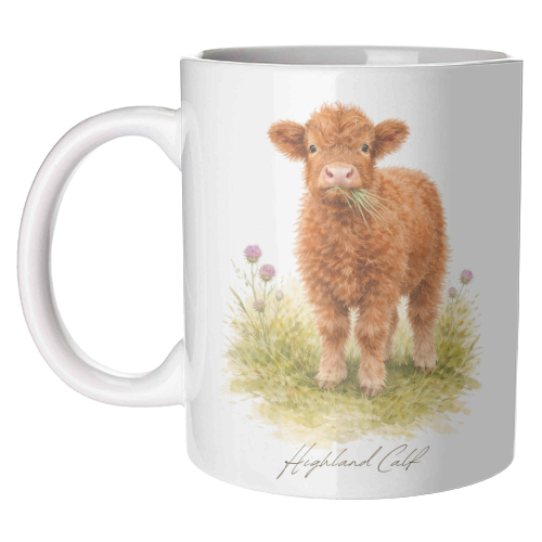 Highland Calf - unique mug by Wildling Studio