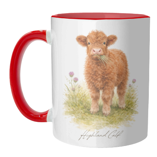 Highland Calf - unique mug by Wildling Studio