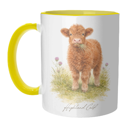 Highland Calf - unique mug by Wildling Studio