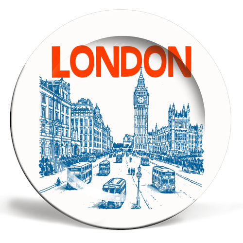 London Line Art - ceramic dinner plate by Ms Doodle