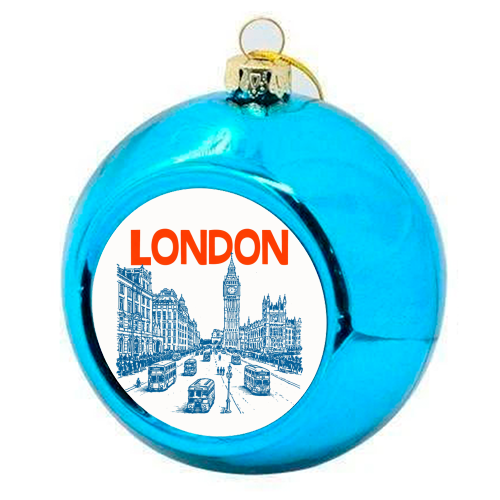 London Line Art - colourful christmas bauble by Ms Doodle