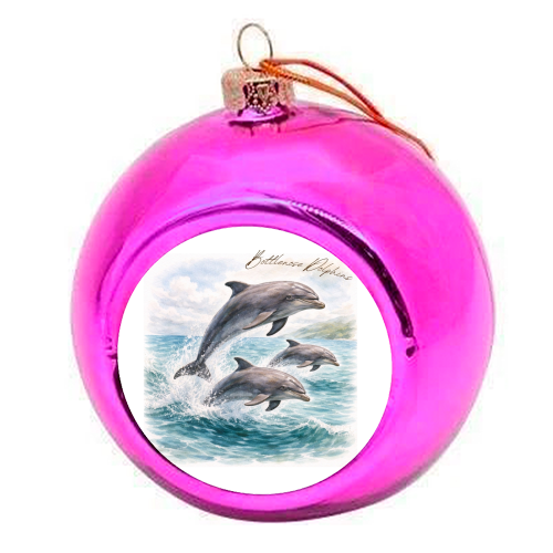 Bottlenose Dolphins - colourful christmas bauble by Wildling Studio