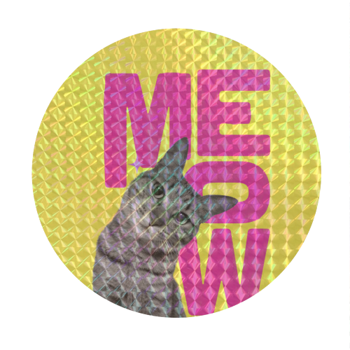 Meow Retro Cat Collage | Neon Pink & Red Pop Art Statement - Circle Sticker by Ania Wieclaw