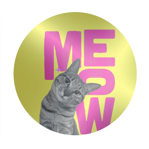 Meow Retro Cat Collage | Neon Pink & Red Pop Art Statement - Circle Sticker by Ania Wieclaw