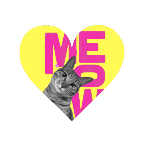 Meow Retro Cat Collage | Neon Pink & Red Pop Art Statement - Magnet by Ania Wieclaw