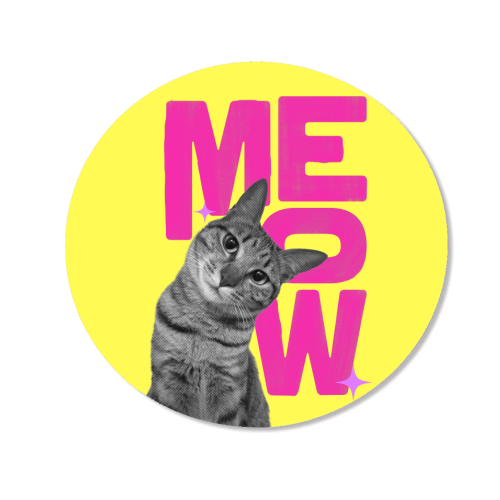 Meow Retro Cat Collage | Neon Pink & Red Pop Art Statement - Magnet by Ania Wieclaw