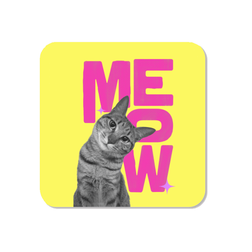 Meow Retro Cat Collage | Neon Pink & Red Pop Art Statement - Magnet by Ania Wieclaw