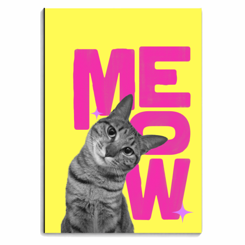 Meow Retro Cat Collage | Neon Pink & Red Pop Art Statement - personalised A4, A5, A6 notebook by Ania Wieclaw